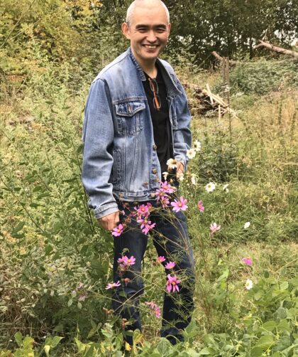 お花畑の葡萄畑